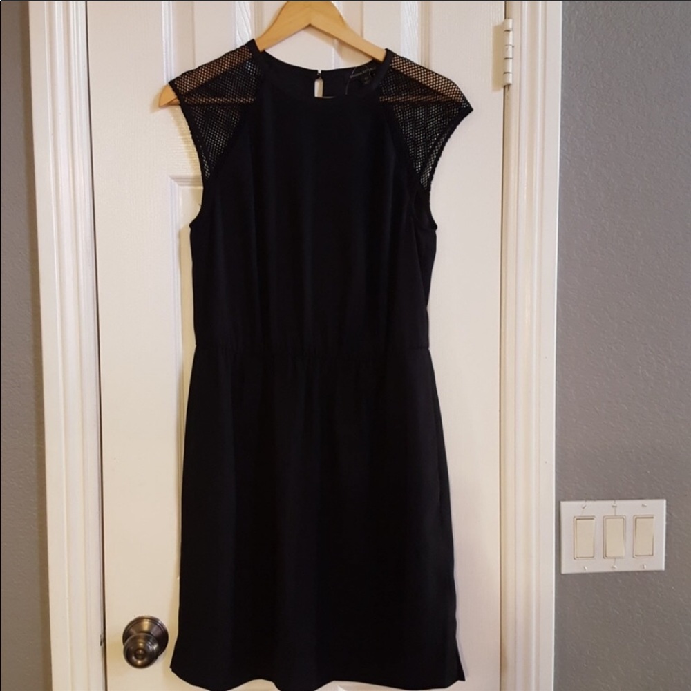 Banana Republic Black Mesh Sleeve Dress